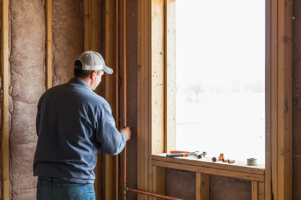 Licensed plumber running new copper supply lines in a Shenandoah Junction home