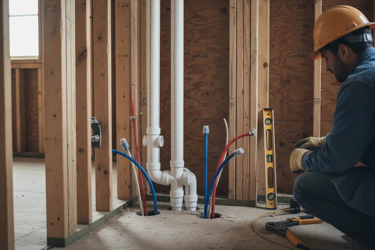 Drain and supply rough-in during Leak Detection in Shenandoah Junction